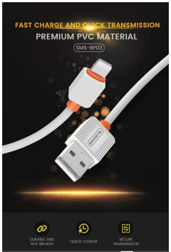Kaabel Somostel, USB - Type C, 1 m, valge hind ja info | Kaablid ja juhtmed | kaup24.ee