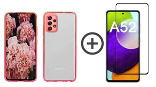 Full protection Set -läbipaistev kaitseümbris + ekraani kaitseklaas.Samsung Galaxy A52/ A52 5G/ A52 S 5G hind ja info | Telefoni kaaned, ümbrised | kaup24.ee