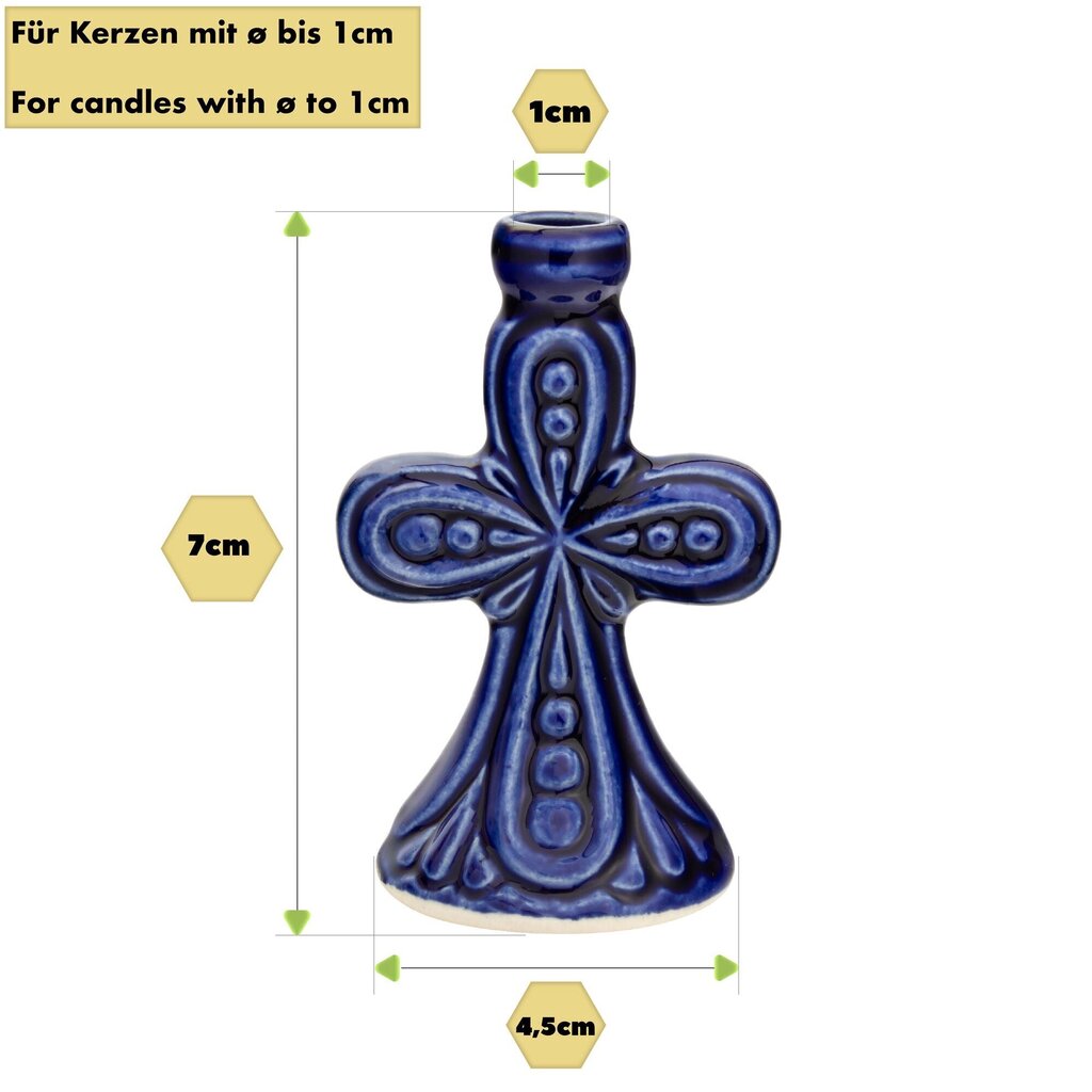 Keraamiline küünlajalg "Suur rist" sinine hind ja info | Kirikuküünlad, küünlajalad | kaup24.ee