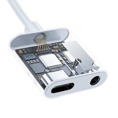 Dudao USB Type C - USB Type C / 3,5 mm mini jack headphone adapter audio and charging white (L13T white) hind ja info | USB jagajad, adapterid | kaup24.ee