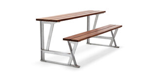 Скамейка со столом из переработанного алюминия и глазурованной сосны цена и информация | Скамейки | kaup24.ee