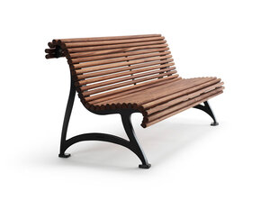 Черная лакированная скамейка из переработанного алюминия и промасленного красного дерева цена и информация | Скамейки | kaup24.ee