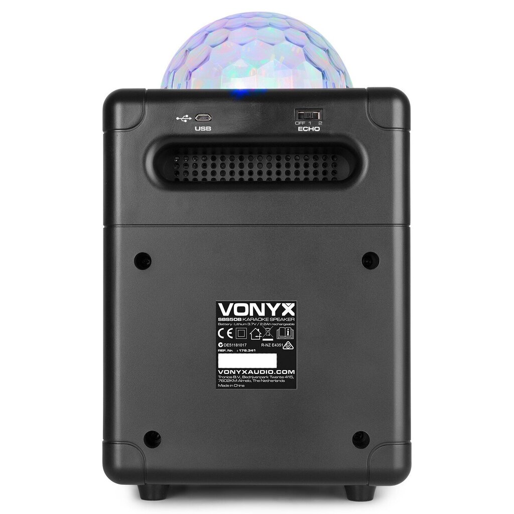Karaokekõlar Vonyx SBS55B BT LED kuuliga, must hind ja info | Kõlarid | kaup24.ee