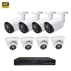 Комплект камер видео наблюдения Hikvision NVR 7608 8MP Dome VAI2385HK  цена и информация | Valvekaamerad | kaup24.ee