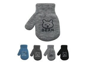 Варежки кулачные на шнурке для детей Rak R-116DB Bear, серые цена и информация | Зимняя одежда для детей | kaup24.ee