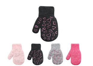 Кулачковые перчатки со шнуром для детей Rak R-124DB Сердечки, темно-серые цена и информация | Зимняя одежда для детей | kaup24.ee