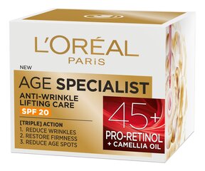 Kortsudevastane pinguldav kreem L'Oreal Paris Age Specialist 45+ SPF20, 50 ml цена и информация | Кремы для лица | kaup24.ee