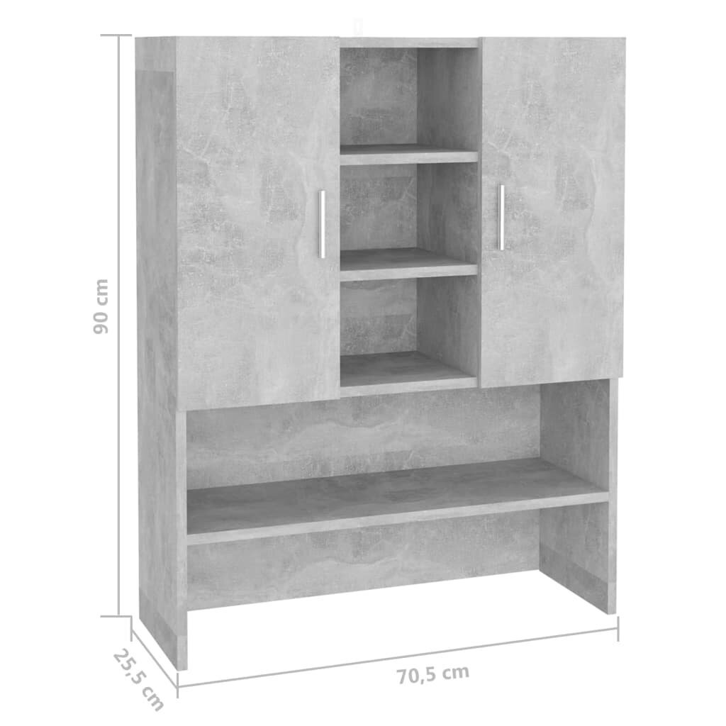 Pesumasina kapp, betoonhall, 70,5 x 25,5 x 90 cm, VidaXL цена и информация | Vannitoakapid | kaup24.ee