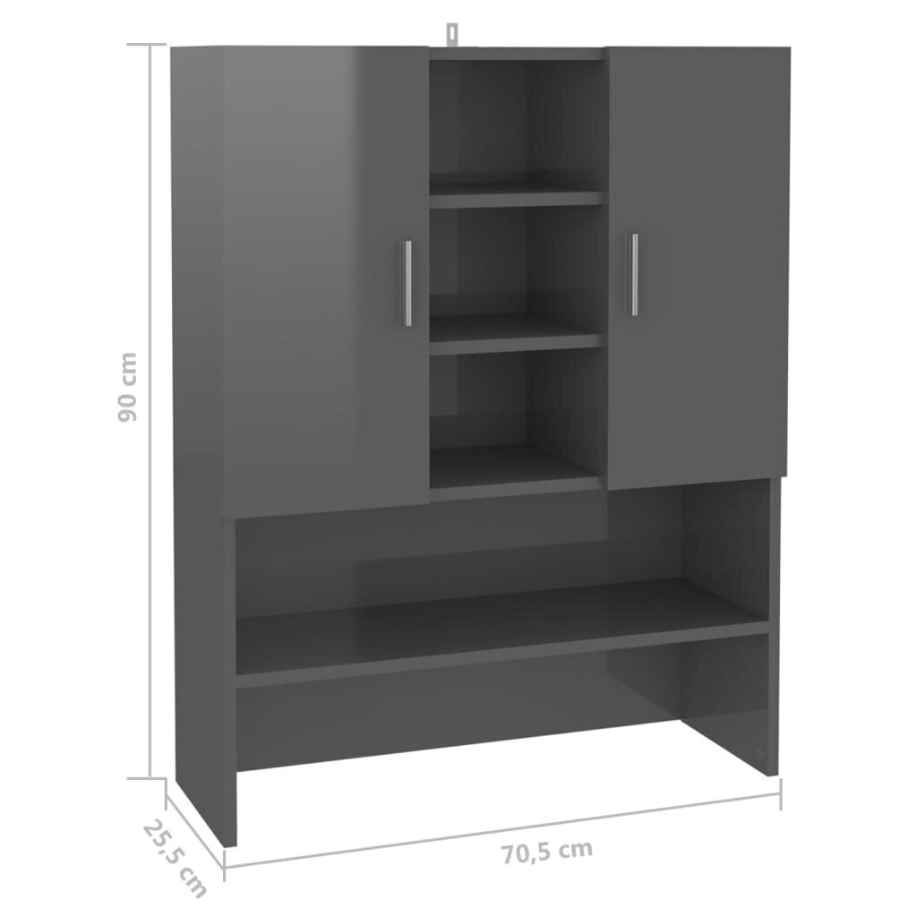 Pesumasina kapp, hall, 70,5 x 25,5 x 90 cm, eriti läikiv, VidaXL hind ja info | Vannitoakapid | kaup24.ee