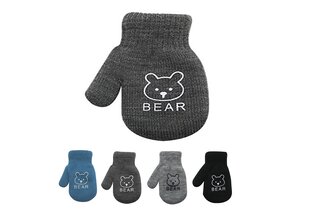 Варежки кулачные на шнурке для детей Rak R-116DB Bear, серые цена и информация | Зимняя одежда для детей | kaup24.ee
