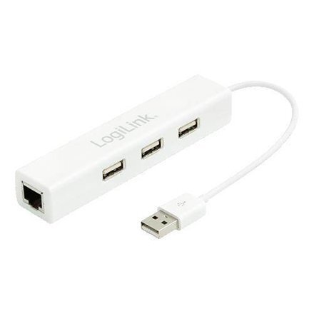 Fast Etherneti adapter LOGILINK - USB 2.0 koos 3-Port USB Hub hind ja info | USB jagajad, adapterid | kaup24.ee