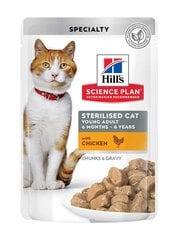 Корм для кошек с курицей Hill's Science Plan Sterilized Cat Young Adult, 12х85 г цена и информация | Кошачьи консервы | kaup24.ee