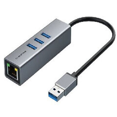 Premium adapter USB 3.0 – USB 3.0 (3 Ports) + RJ45, 0,15 m цена и информация | Адаптеры и USB-hub | kaup24.ee