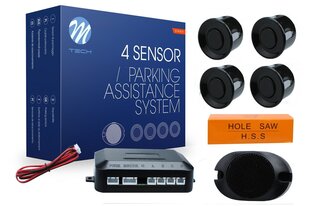 Парковочная система с 4-мя датчиками со звуковым сигналом M-Tech, черная цена и информация | Системы парковки | kaup24.ee
