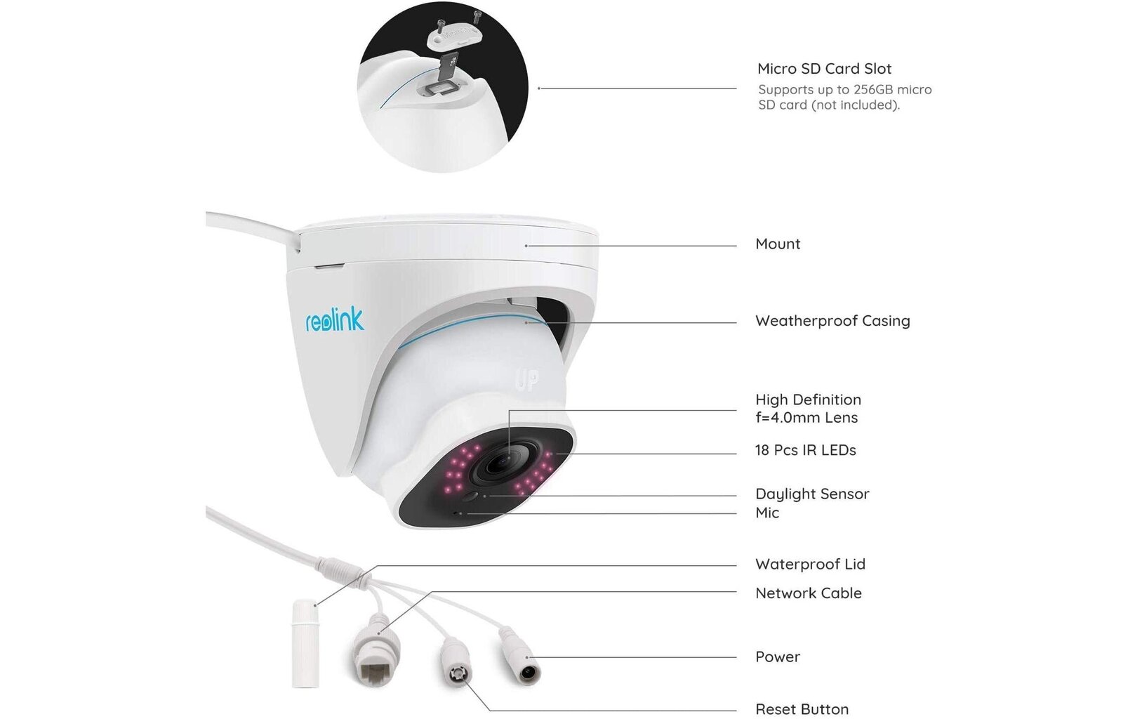 IP PoE kaamera Reolink RLC-822A, 8MP, 3x suum, IR 30m hind ja info | Valvekaamerad | kaup24.ee