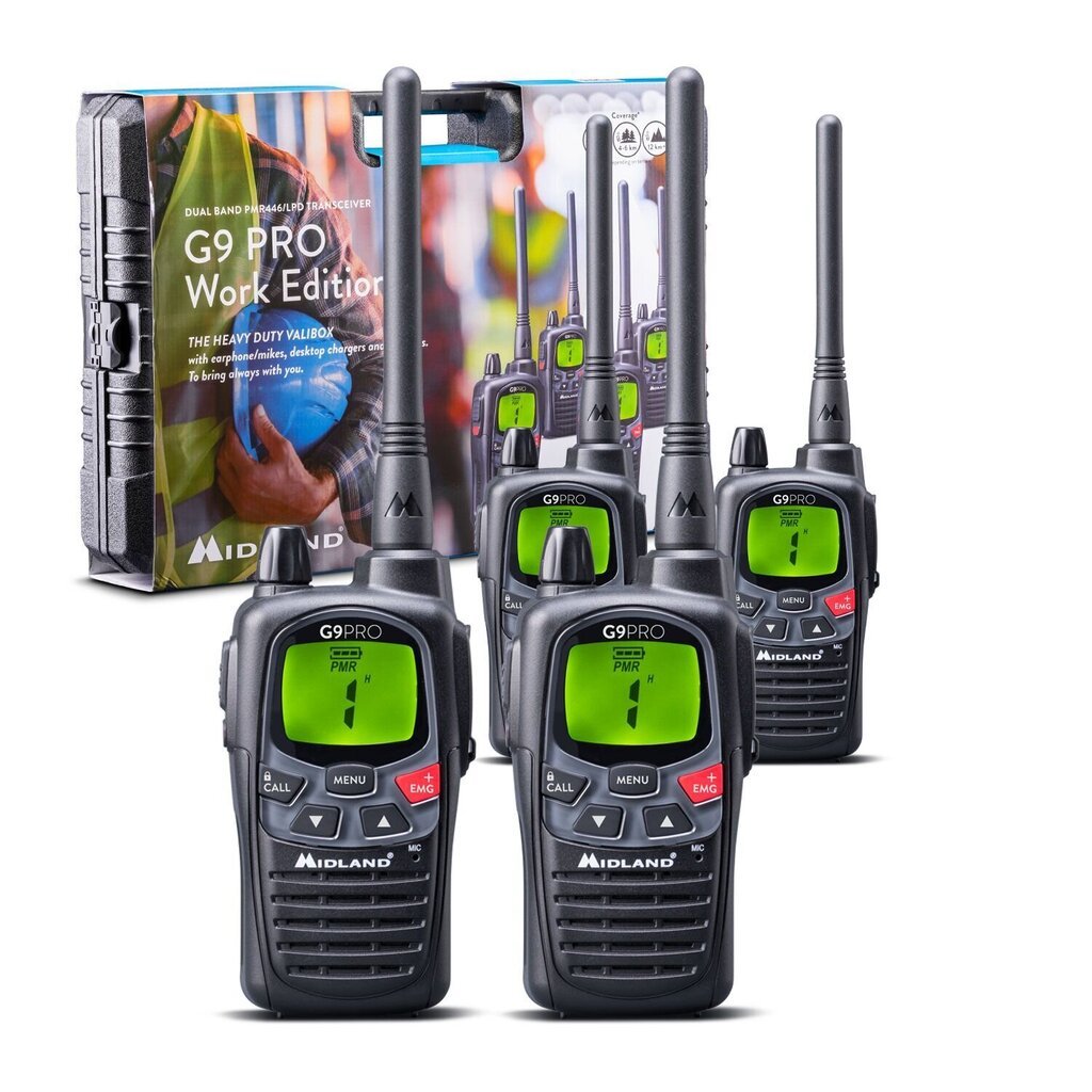 4 Raadiot + Lisavarustus Midland G9 Pro Work Edition hind ja info | Raadiosaatjad | kaup24.ee