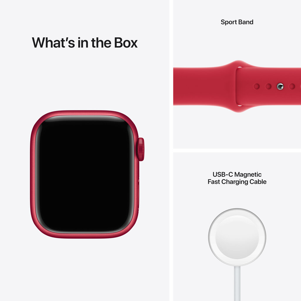Apple Watch Series 7 GPS + Cellular, 45mm (PRODUCT)RED Aluminium Case ,(PRODUCT)RED Sport Band - MKJU3UL/A hind ja info | Nutikellad (smartwatch) | kaup24.ee