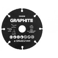Режущий диск Graphite HM по дереву и пластику 125 x 22,2мм 55H698, графит цена и информация | Шлифовальные машины | kaup24.ee