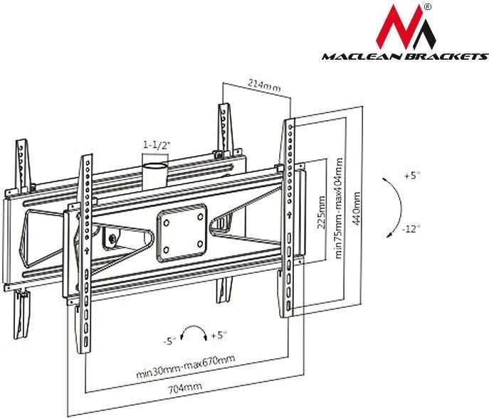 Maclean MC-703 23-70” hind ja info | Teleri seinakinnitused ja hoidjad | kaup24.ee