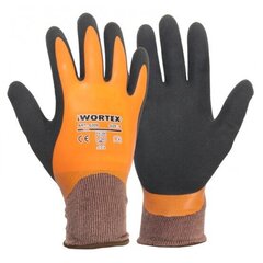 Töökinnas WORTEX nailonist latekskattega oranž L/9 цена и информация | Рабочие перчатки | kaup24.ee