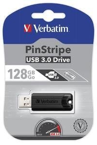 Mälupulk Verbatim USB DRIVE 3.0 128GB PINSTRIPE BLACK цена и информация | Mälupulgad | kaup24.ee