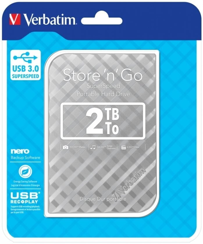 External HDD Verbatim Store & Go GEN 2, 2.5inch, 2TB, USB 3.0, Silver hind ja info | Välised kõvakettad (SSD, HDD) | kaup24.ee