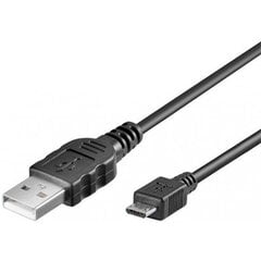 USB connection cable, USB A - Micro USB B, 1m, CU, AWG28, 2x shielded, M/M, UL, black цена и информация | Кабели и провода | kaup24.ee