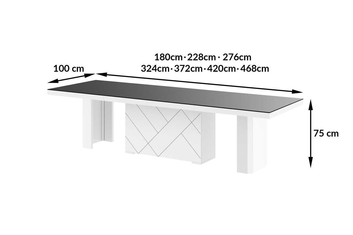 Pikendatav söögilaud Kolos Max Czarny Mat Czarny Polysk цена и информация | Köögi- ja söögilauad | kaup24.ee