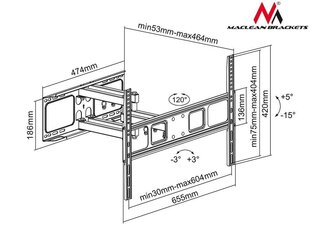 Кронштейн Maclean - 37-70" MC-710 цена и информация | Кронштейны и крепления для телевизоров | kaup24.ee