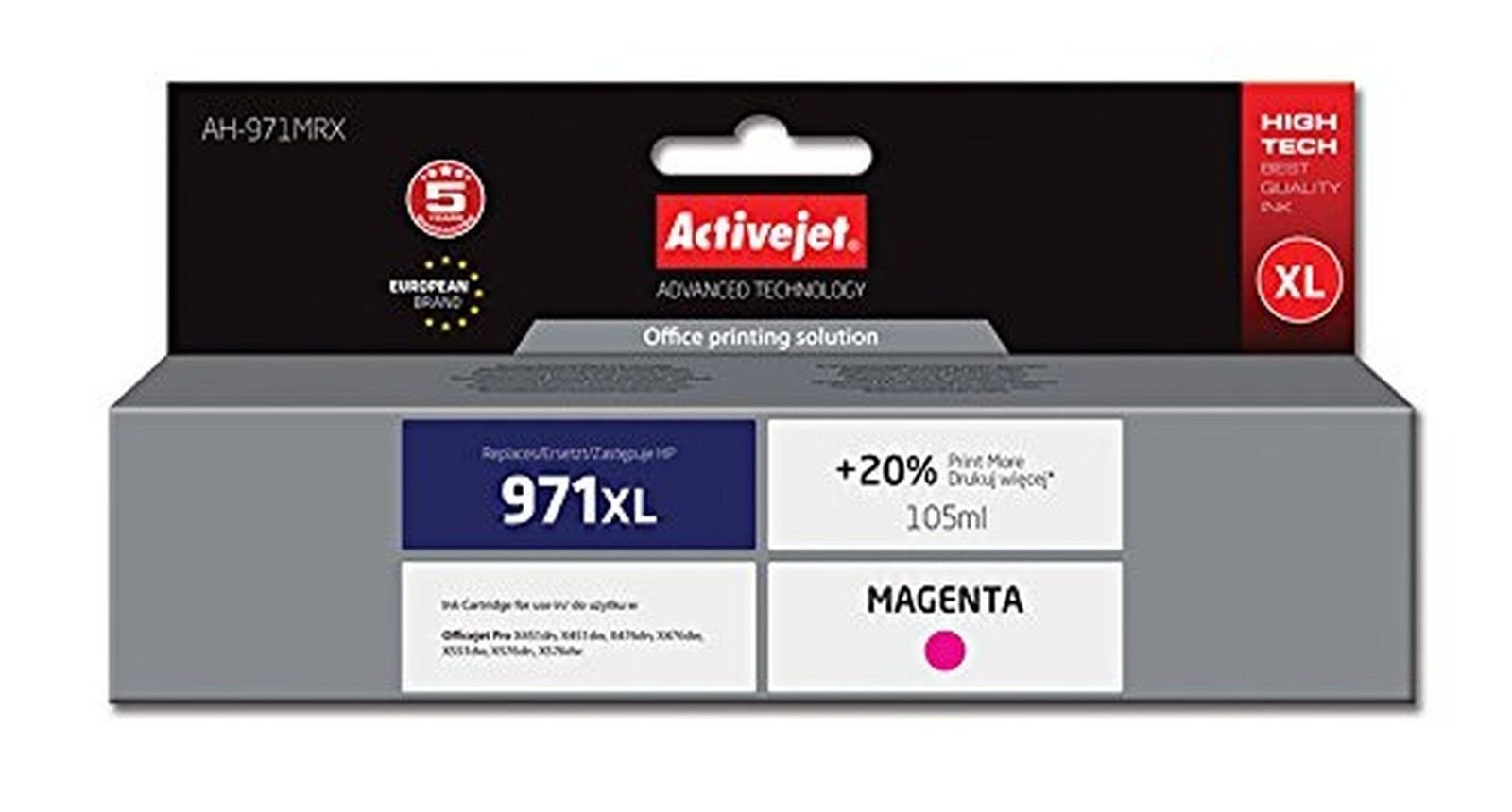 Activejet AH-971MRX tint HP printerile; HP 971XL CN627AE цена и информация | Tindiprinteri kassetid | kaup24.ee