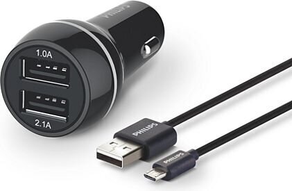 PHILIPS DLP2357U/10 2XUSB autolaadja + micro usb kaabel 12V 3.1A цена и информация | Mobiiltelefonide laadijad | kaup24.ee