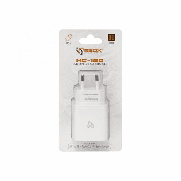Sbox HC-120, USB-C, 3/2.22/1.67 A hind ja info | Mobiiltelefonide laadijad | kaup24.ee