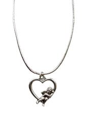 Колье с серебряным кулоном в форме сердца подарок с регулируемой длиной застежки на серебряном шнурке цена и информация | Аксессуары для детей | kaup24.ee
