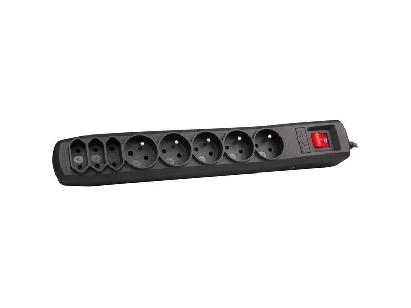 Natec NSP-0512 Surge protector 8 sockets, 5 m, must цена и информация | Pikendusjuhtmed, kaablid | kaup24.ee