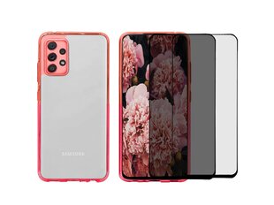 Жесткий чехол Full protection set ColorFul hard case + 2 защитное стекло (5D/ Privacy) для Samsung Galaxy A52/A52 5G/A52s 5G, розовый/ светло-розовый цена и информация | Чехлы для телефонов | kaup24.ee