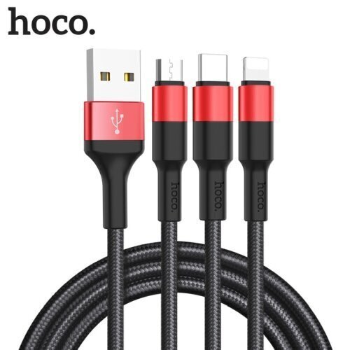 Hoco 3IN1 USB Type-C/Apple Lightning/USB Micro, 1 m цена и информация | Kaablid ja juhtmed | kaup24.ee