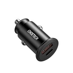 Car Charger Choetech TC0006 1x USB-A, 1x USB-C 30W PD 3.0 (black) цена и информация | Зарядные устройства для телефонов | kaup24.ee