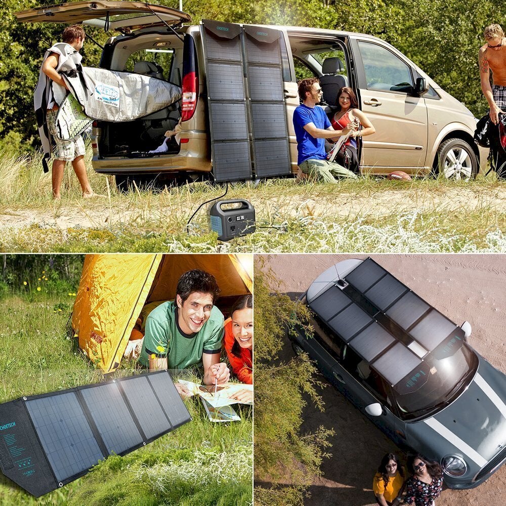 Choetech large foldable solar charger SC007 80W solar photovoltaic USB Type C (Power Delivery) / 2x USB (Quick Charge / 2,4A) цена и информация | Akupangad | kaup24.ee