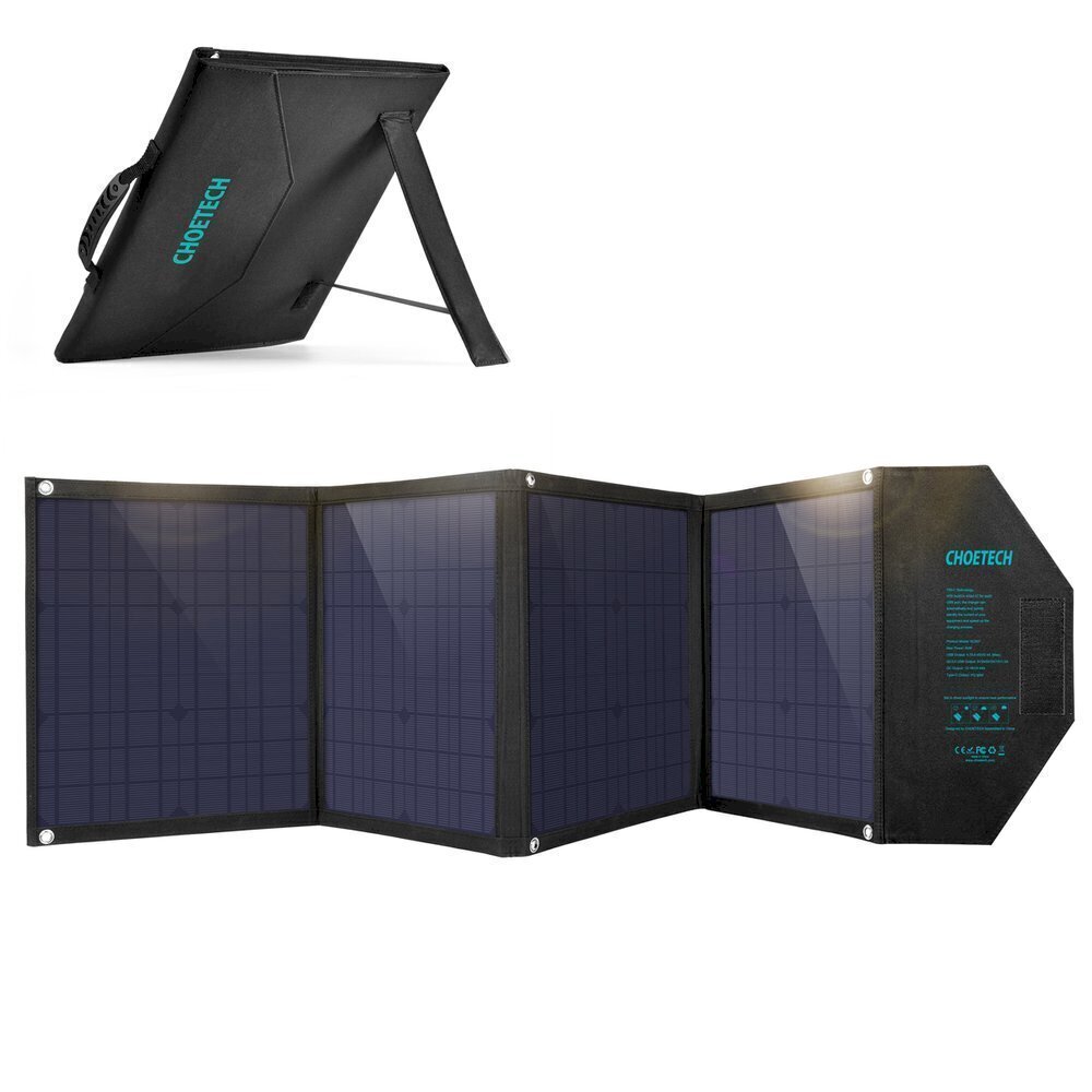 Choetech large foldable solar charger SC007 80W solar photovoltaic USB Type C (Power Delivery) / 2x USB (Quick Charge / 2,4A) цена и информация | Akupangad | kaup24.ee