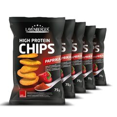 Layenberger High Protein Chips - paprika, 75 g x 5 tk hind ja info | Supertoit | kaup24.ee