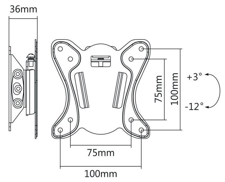 Teleri seinakinnitus MACLEAN MC-715, 13-27", 25kg, must hind ja info | Teleri seinakinnitused ja hoidjad | kaup24.ee