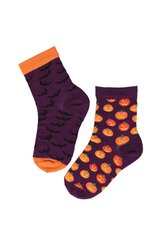 Детские хлопковые носки фиолетового цвета с узорами в виде тыквы и летучей мыши на Хэллоуин FLYING BAT цена и информация | Носки, колготки для девочек | kaup24.ee