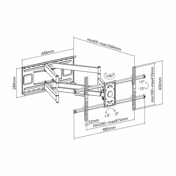 Sbox PLB-4986, Vesa 200x200 - 800x400, 43-90" hind ja info | Teleri seinakinnitused ja hoidjad | kaup24.ee