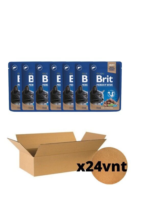 Konserv steriliseeritud kassidele Brit Premium Liver, 24 x 100 g hind ja info | Konservid kassidele | kaup24.ee