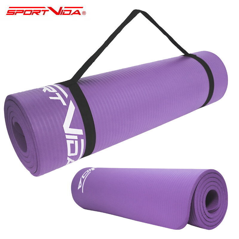 Treeningmatt SportVida NBR Non-Slip Exercise Mat 180x60x1 cm, lilla hind ja info | Joogamatid | kaup24.ee