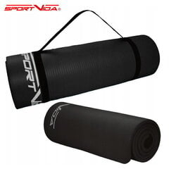 Treeningmatt SportVida, 180x60x1 cm, must hind ja info | Joogamatid | kaup24.ee