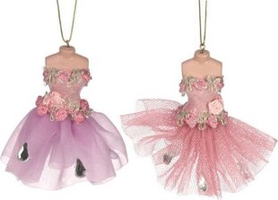 Rippuv jõulumänguasi - roosa kleit 1 tk 10x3x9cm hind ja info | Kuuseehted | kaup24.ee