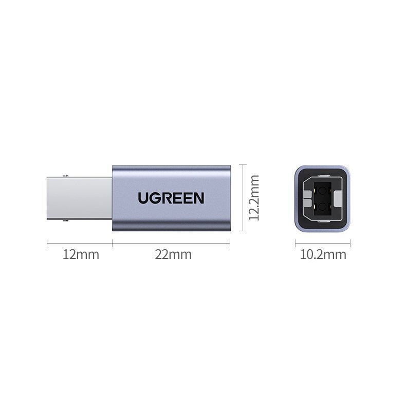 Ugreen adapter USB-C USB-B-le, hall цена и информация | Mobiiltelefonide kaablid | kaup24.ee