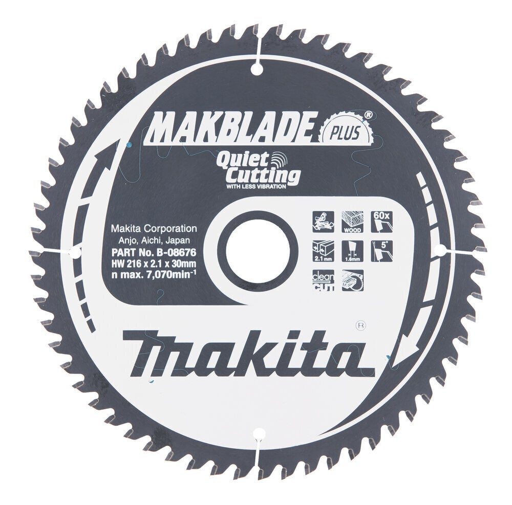 T.C.T saeketas 216X2.1X30mm 5° T60 B-08676 Makita цена и информация | Käsitööriistad | kaup24.ee