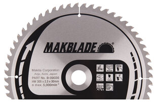 B-09036 TCT Пильный диск MAKBLADE 305X2.3X30mm 5 ° T60 Makita цена и информация | Механические инструменты | kaup24.ee